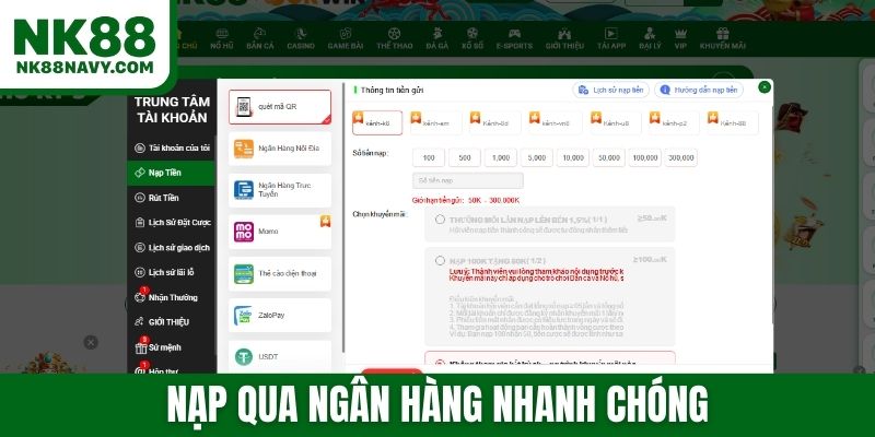 Rút thưởng nhanh qua ngân hàng