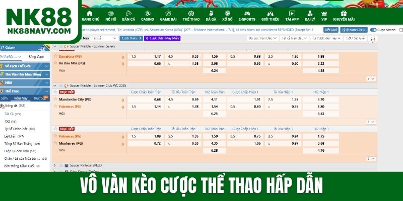 Vô vàn kèo cược thể thao hấp dẫn