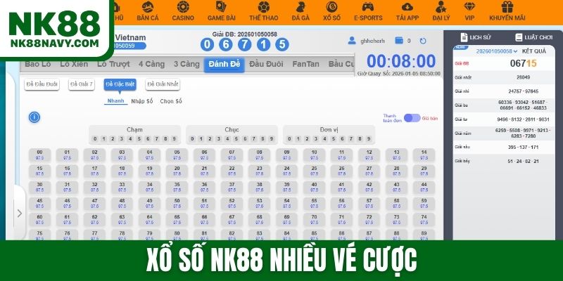 Xổ số NK88 nhiều vé cược
